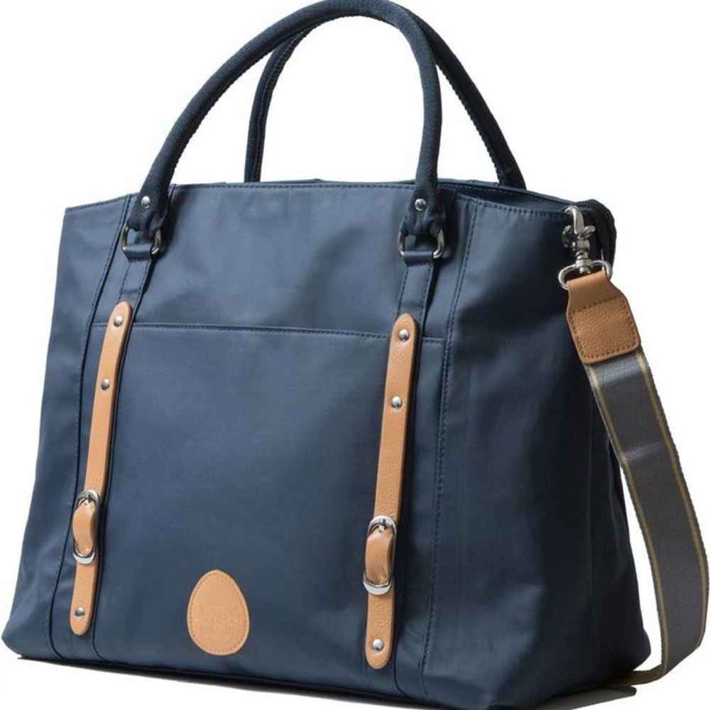 Black Diaper Bag Tote Bag with Tan Accents